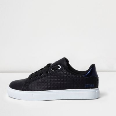 Boys black textured trainers